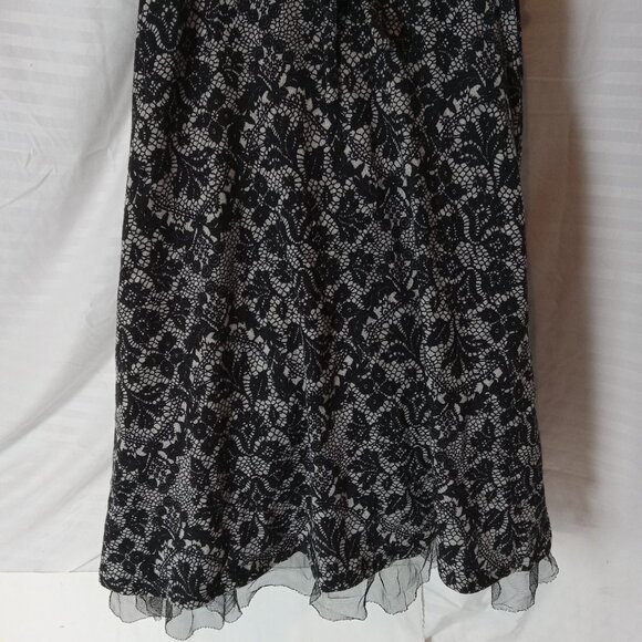 Y2K Black Faux Lace Jersey Knit Girls Size 14 Dress Stretch Goth Party George - Picture 10 of 13